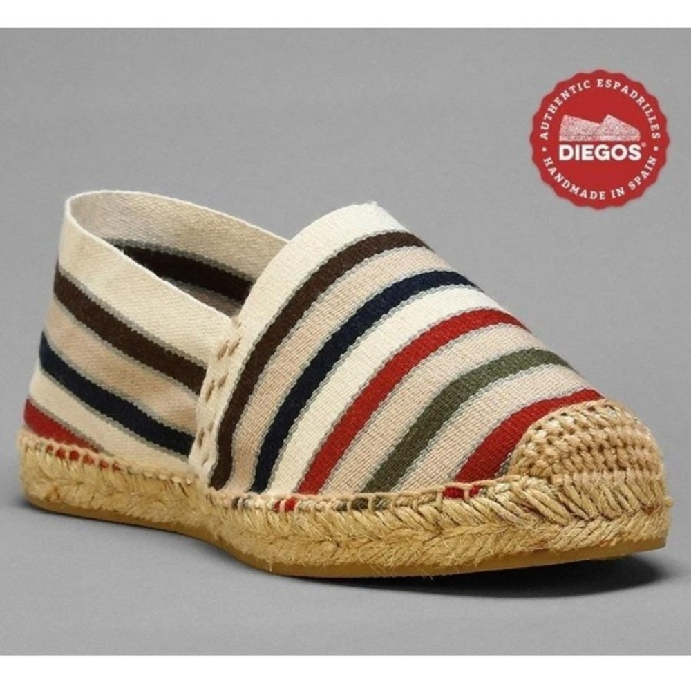 Diegos Authentic Canvas Espadrilles French Stripes Women US 8 EU38 Made in Spain